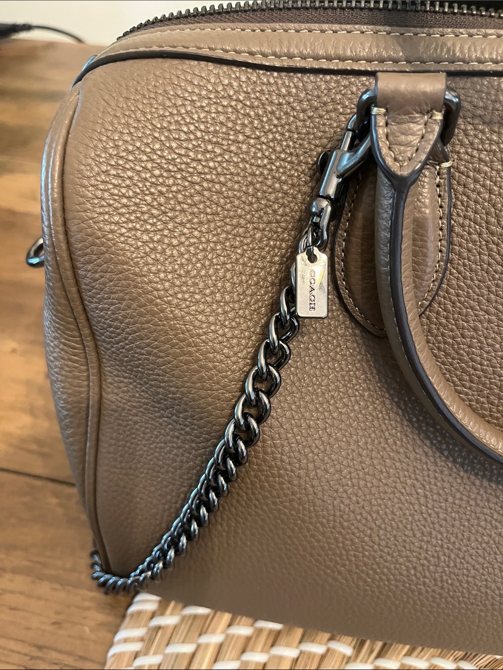 Coach Brown Pebbled Leather Satchel - Picture 4 of 16